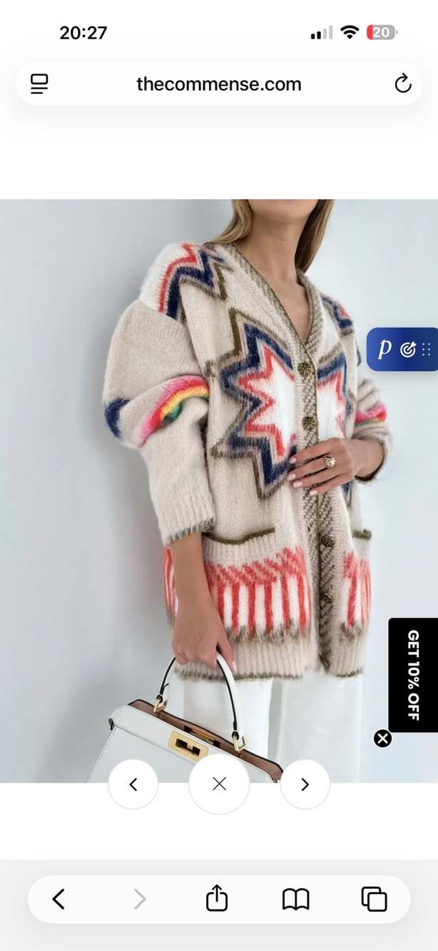 Commense Caesars Palace Cardigan Multicolor Boho Knit Sweater